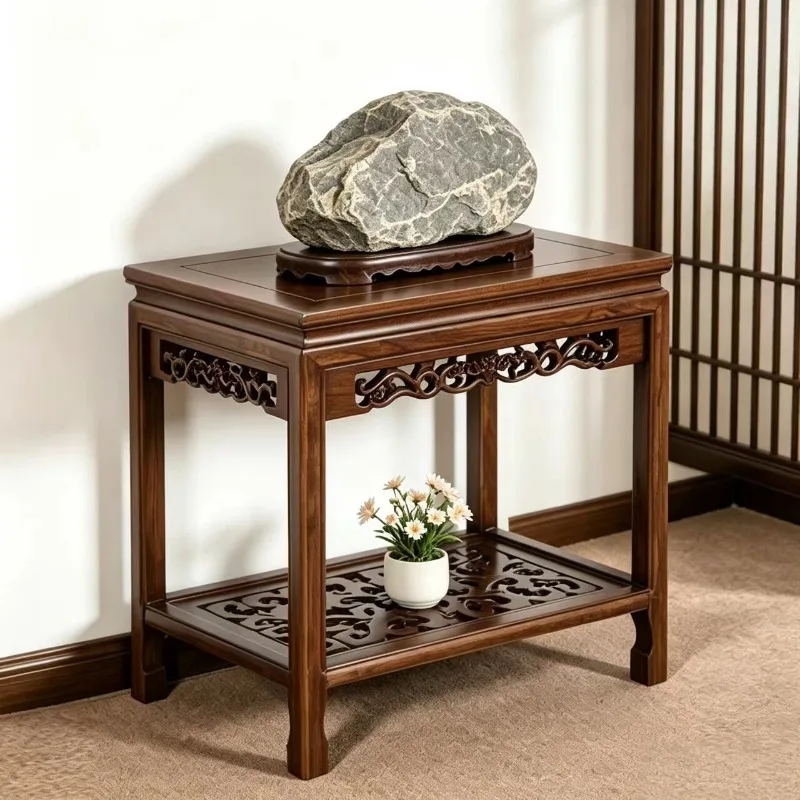 Solid wood flower stand, fish tank shelf, base table, strange stone table, bonsai rack, shelf, rectangular sofa side table, coff