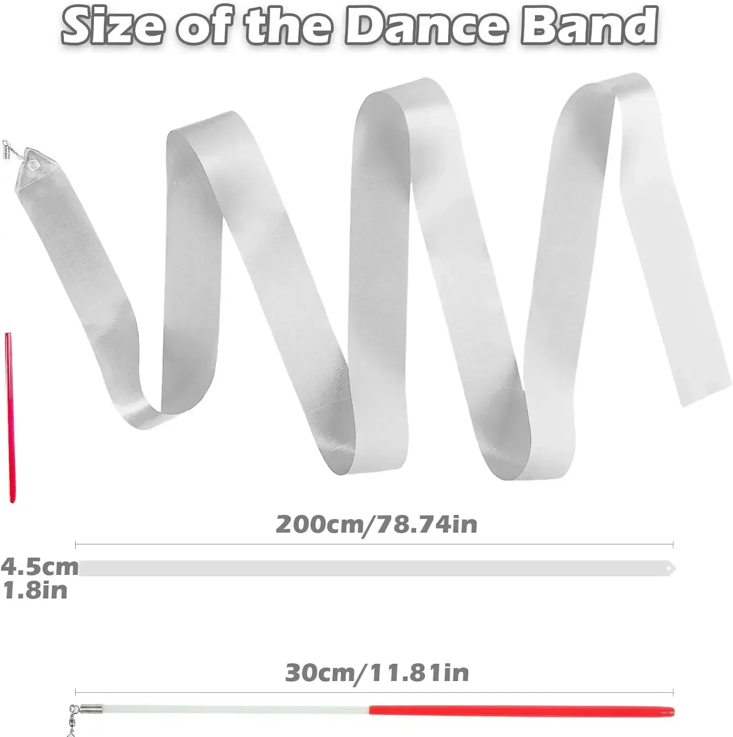 12-48PCS White Dance Ribbons Kids Praise Dance Streamers Ribbon Dancer Wands for Birthday Party Wedding Favors