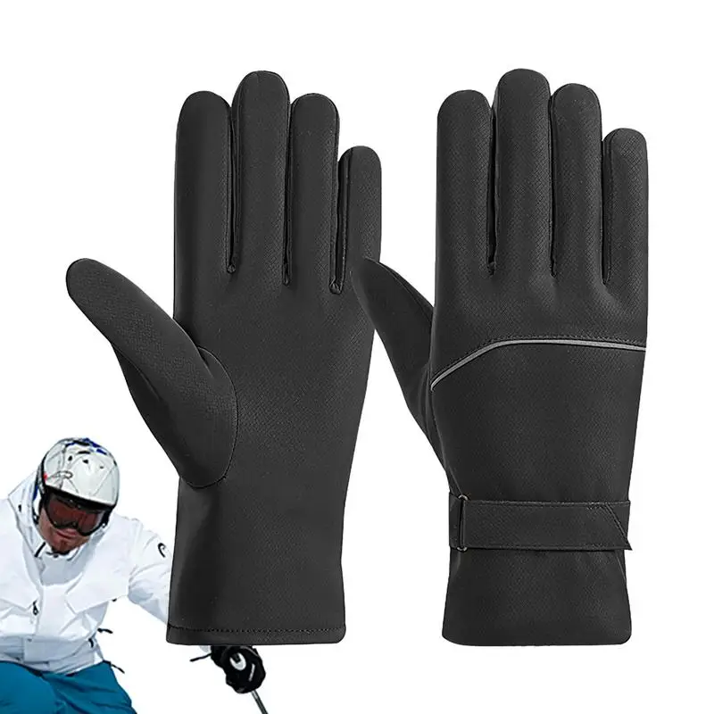 Winter Bike Gloves Snow Gloves For Cycling Hiking Thermal Warm Gloves With Water Resistant And Screen Touch Features