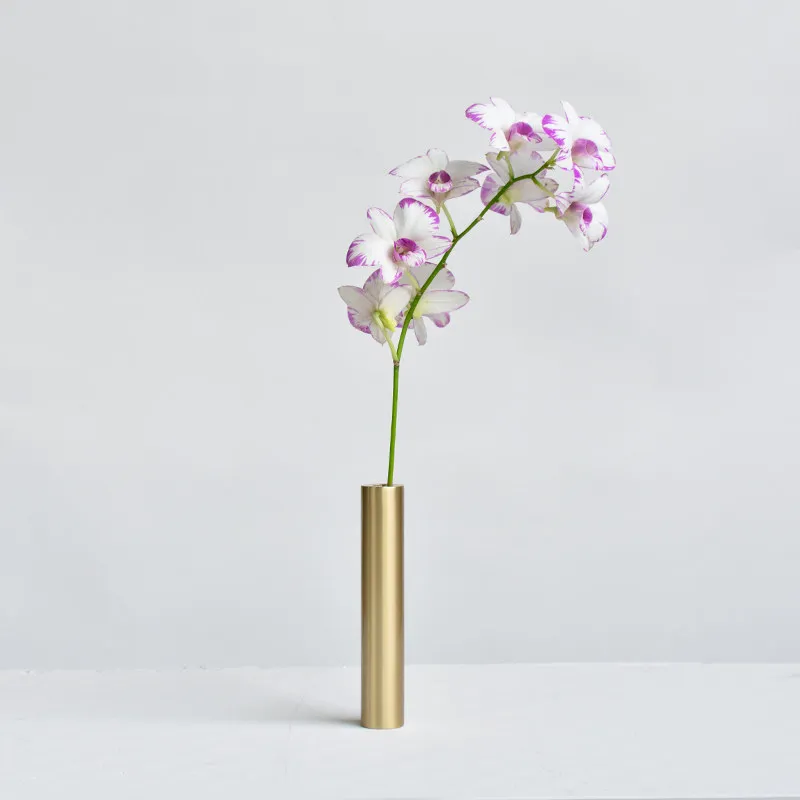 Nordic Industrial Style Brass Simple Modern Vase Dried Flowers Fresh Flowers Small Flower Bottles Home Decoration Ornaments