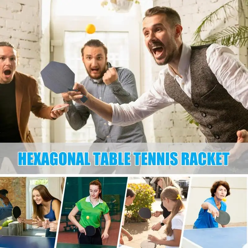 Cyber Shape Ping Pong Racket Hexagon Racquet Wood Table Tennis Paddles Professional Table Tennis Paddle Game Accessories For