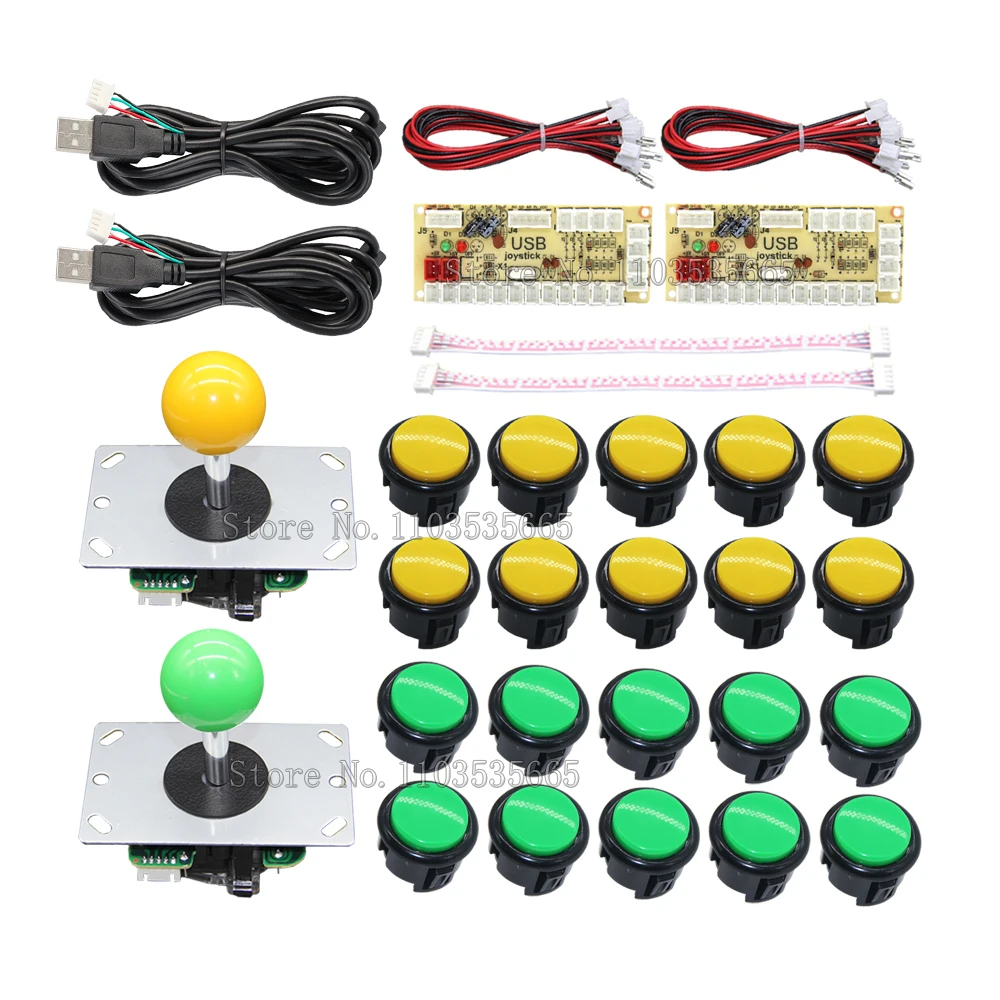 2 Player Arcade Game DIY Kit Zero Delay USB Board Game Controller SANWA Style Joystick Encoder To PC Raspberry Pi Stick 30mm Set