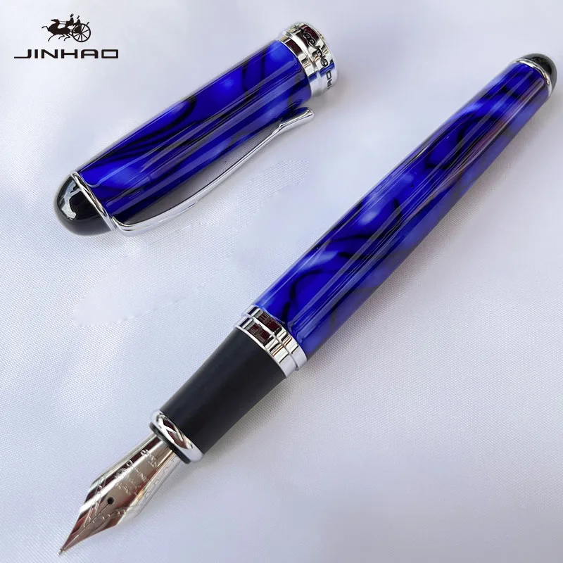 1 Stück Jinhao X750 Füllfederhalter-Set, mittlere Feder, mit Tintenkonverter, silberner Besatz, edles Geschenk, Kalligraphie-Schreibstift – Detail 4