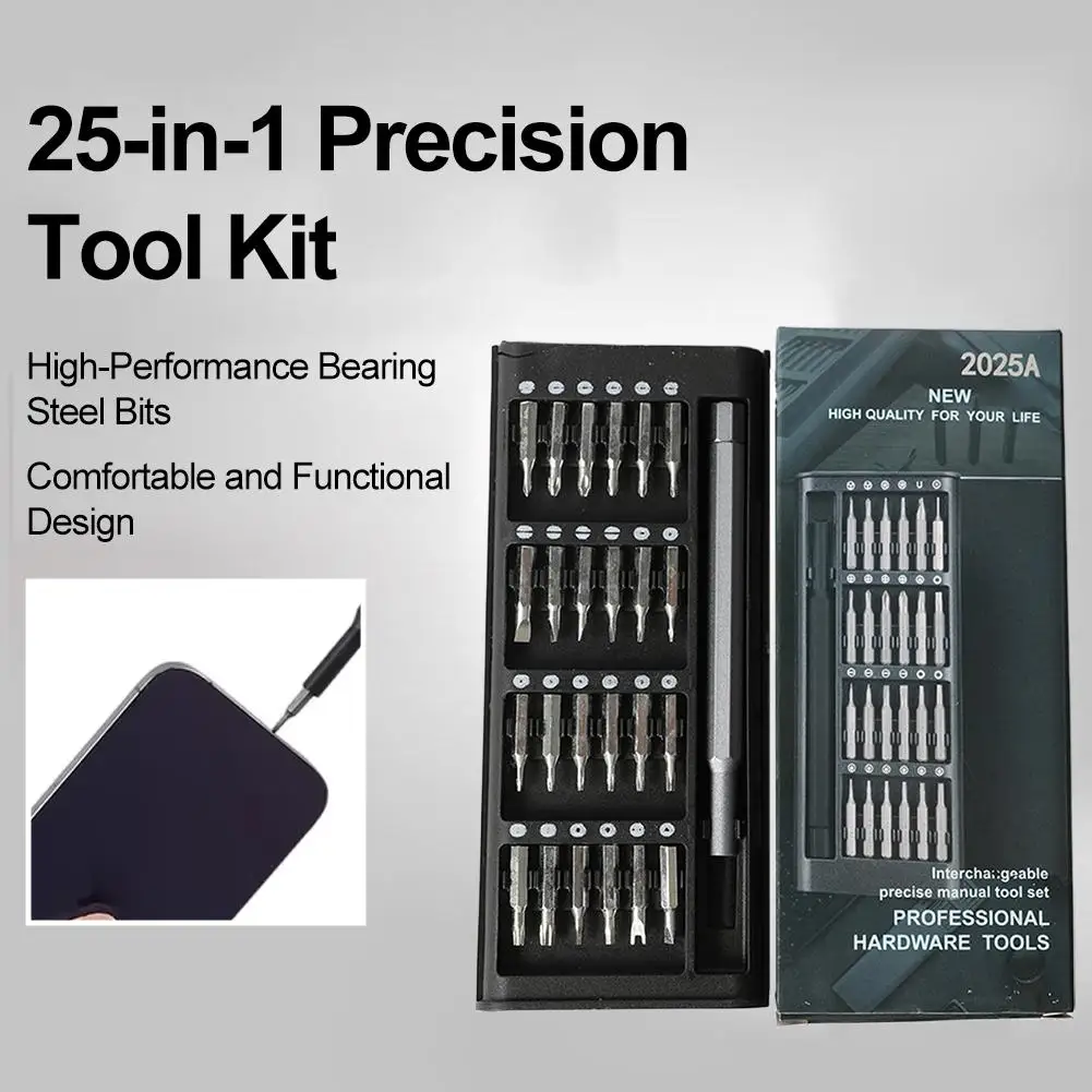25 in 1 mini screwdriver set, flat head and cross shaped small screwdrivers, suitable for electronic products
