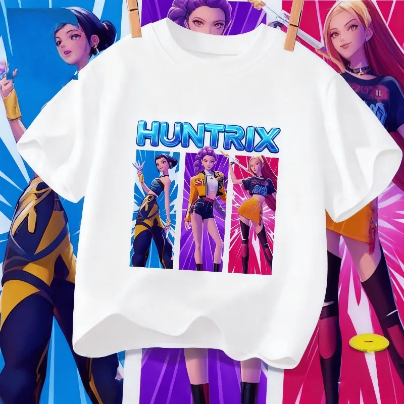 2025 الصيف K-pop شيطان الصيادين رومي ميرا Zpey فيلم الجرافيك الرجال Harajuku عالية 100% القطن الخالص تي شيرت مطبوع موضة عادية #1