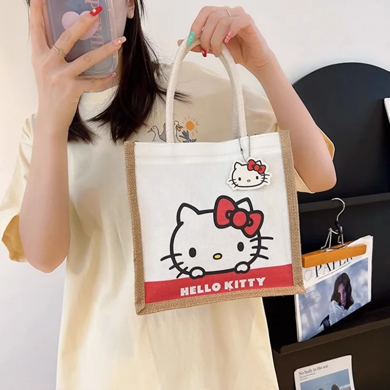 Sanrio Cute Cartoon Kuromi Handbag Large Capacity My Melody Girls Handbag Women Portable Joker Lightweight Fashion Storage Bag