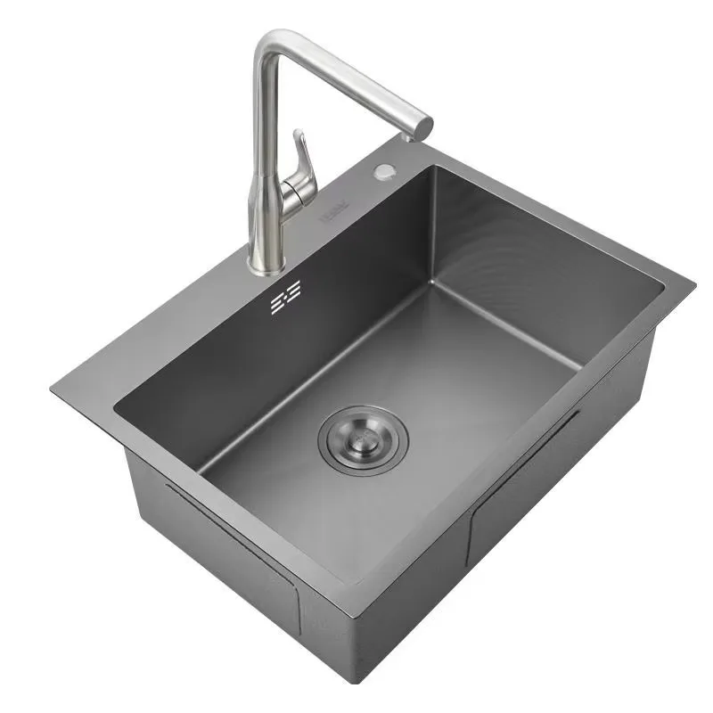 304 Stainless Steel Large Single Kitchen Sink Thickened Gun Grey Household Kitchen Sink Wash Vegetables