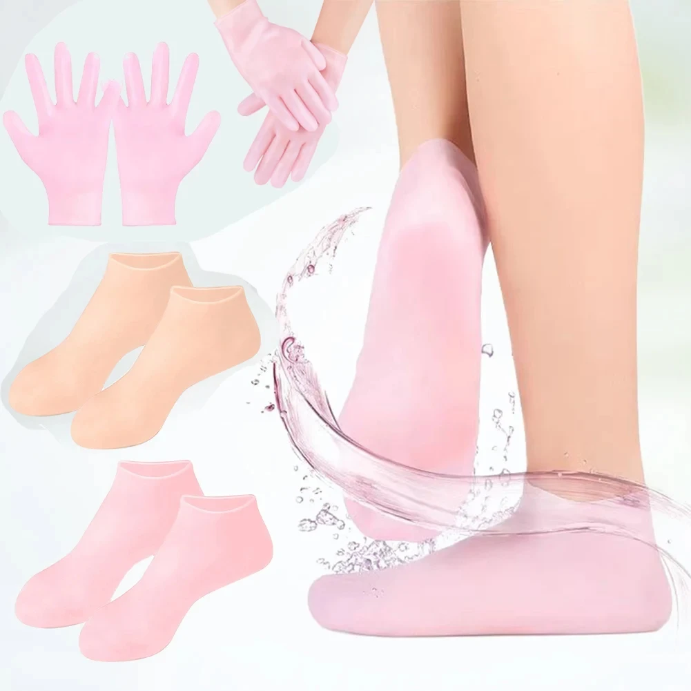 Calcetines y guantes de silicona, Gel hidratante para Spa, exfoliación, previene la piel muerta seca y agrietada, Protector, herramienta para el cuidado de los pies y las manos