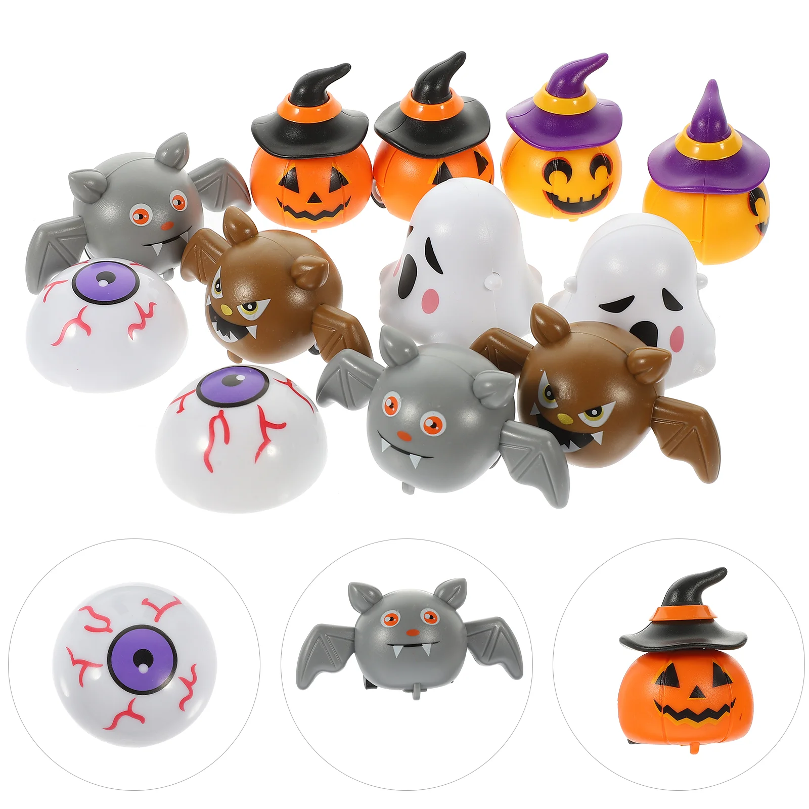 

12 Pcs Children's Pull-back Car Halloween Pumpkin Ghost Bat Toy Small Gift Decor Funny Outdoor Plastic Supply Interesting