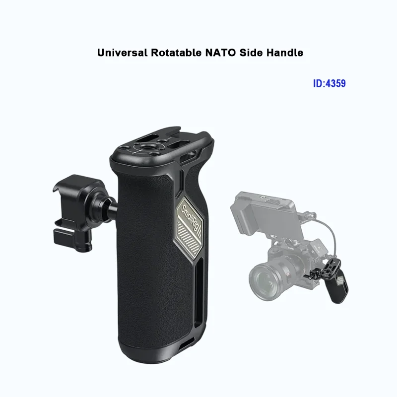SmallRig 4359 مقبض جانبي عالمي قابل للدوران 360 درجة °   مقبض دوران ثنائي الاتجاه لقفص كاميرا DSLR للوحة