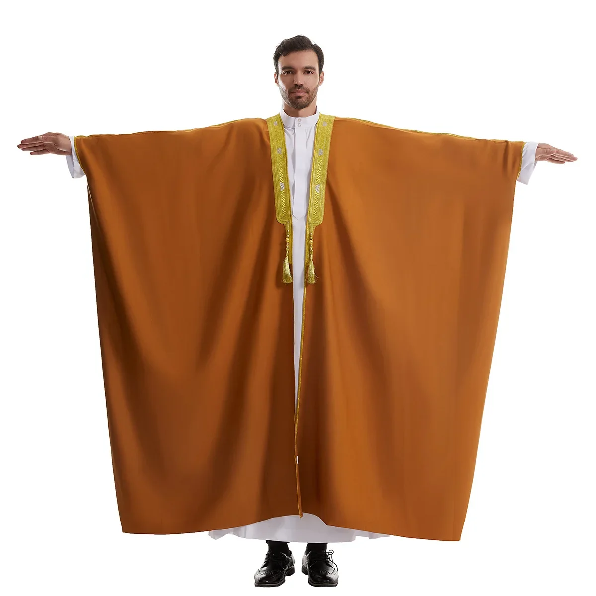 Musulmane Ramadan Abaya saudita per abiti da preghiera Uomo Kebaya Aperto Kimono musulmano Abaya Turchia Arabo Islam Djellaba Robe Caftano