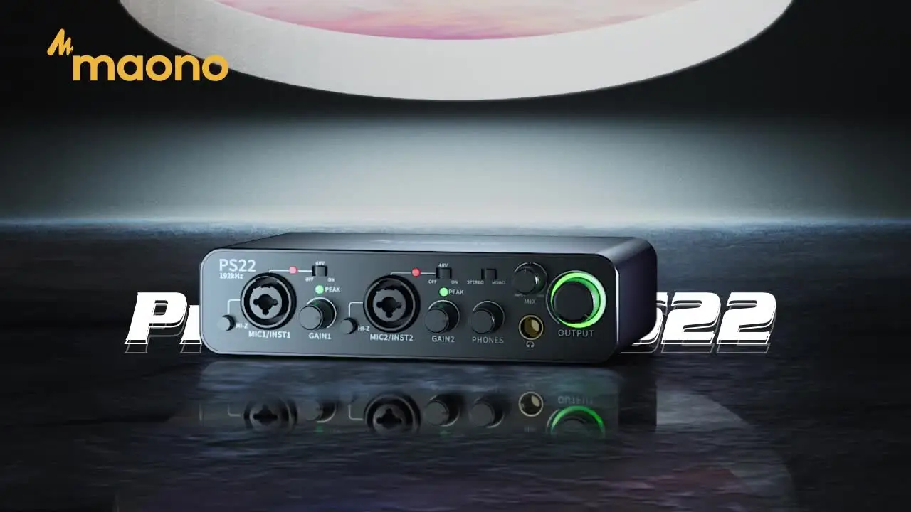 MAONO-PS22 PC 用 USB オーディオインターフェイス、60dB プロ