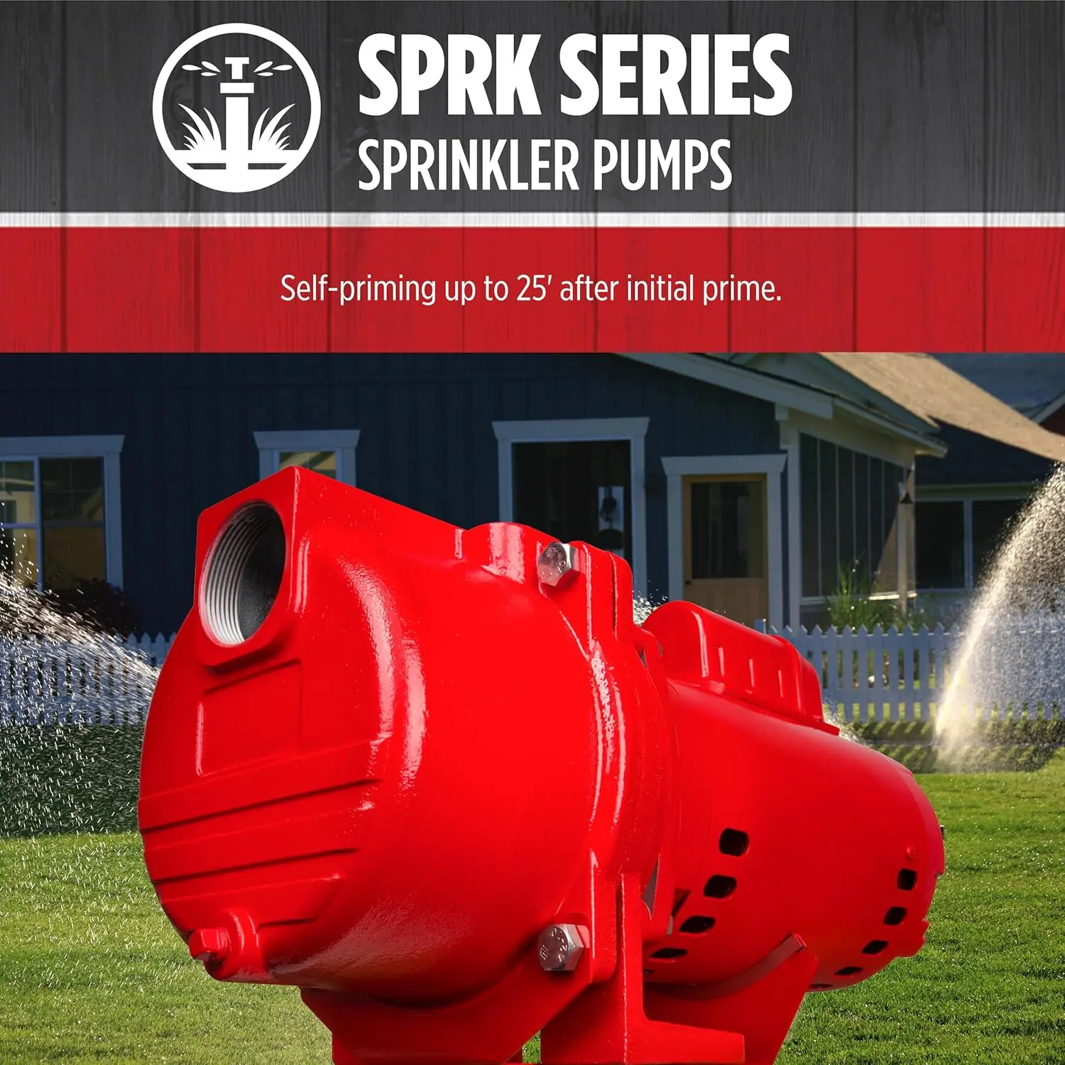 RL-SPRK150 Pompa irrigazione/irrigatore in ghisa 115/230 Volt, 1,5 HP, 71 GPM con girante termoplastico, Rosso, 97101501