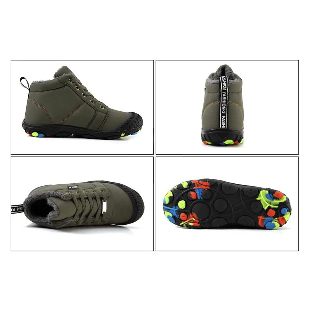 Kids Winter Cotton-Padded Boots Black 36 Water-Resistant Oxford Fabric Snow Shoes Anti-Slip Thick Sole for Outdoor Use