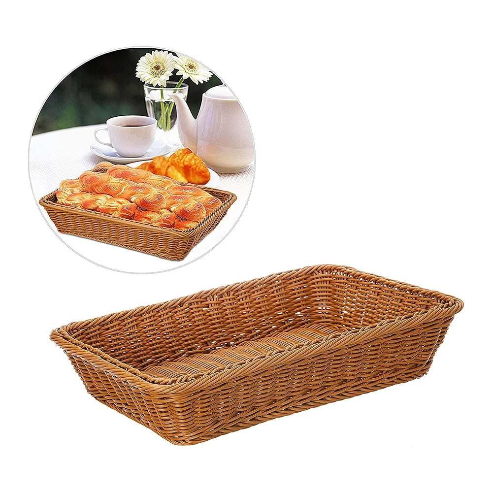 16 Inch Wicker Storage Basket,Bread Basket Shop Supermarket Display Basket Woven Food Fruit Restaurant Serving Basket