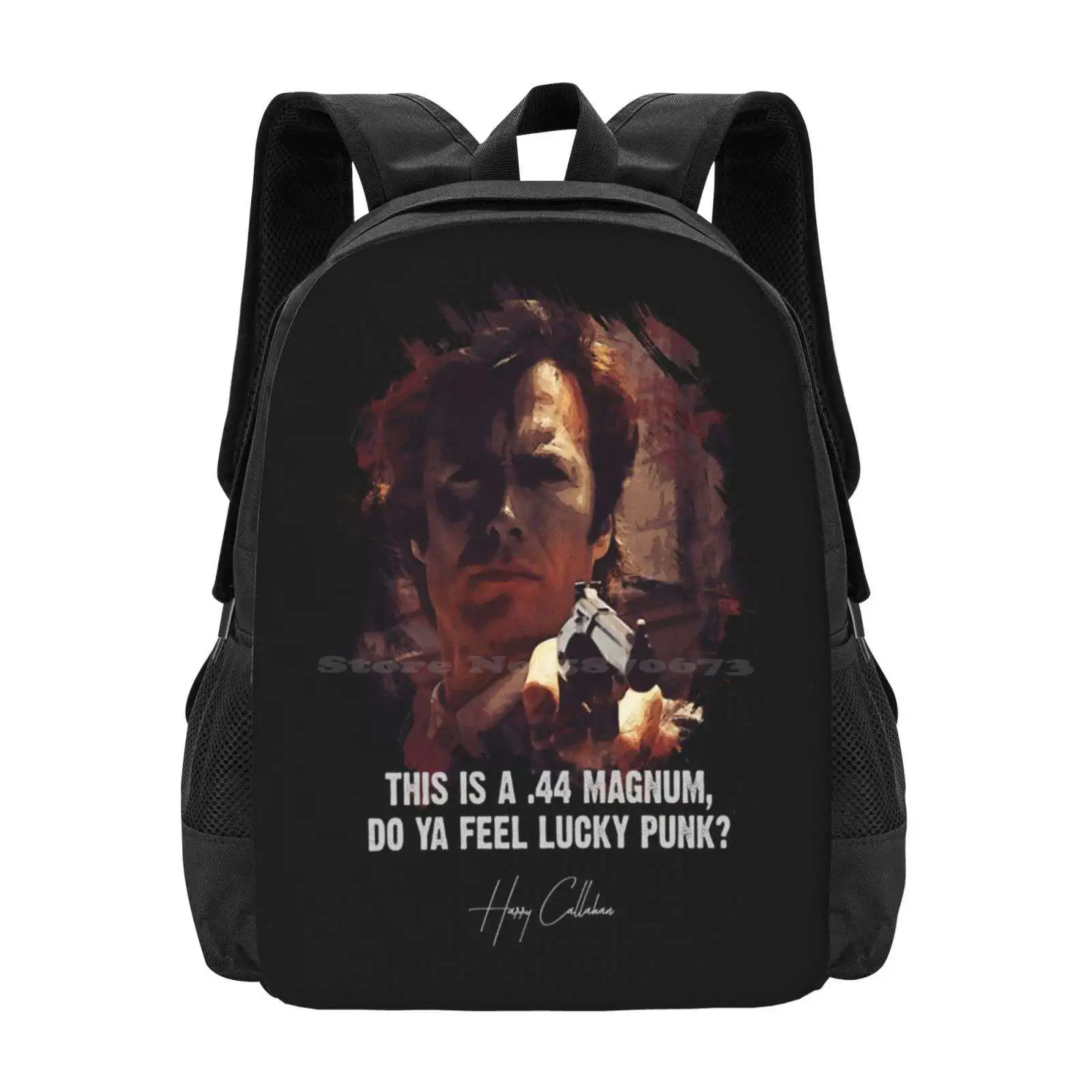 Dirty Harry Do Ya Feel Lucky Punk ? ? Clint Eastwood Famous Movie Quote ? Backpack For Student School Laptop Travel Bag