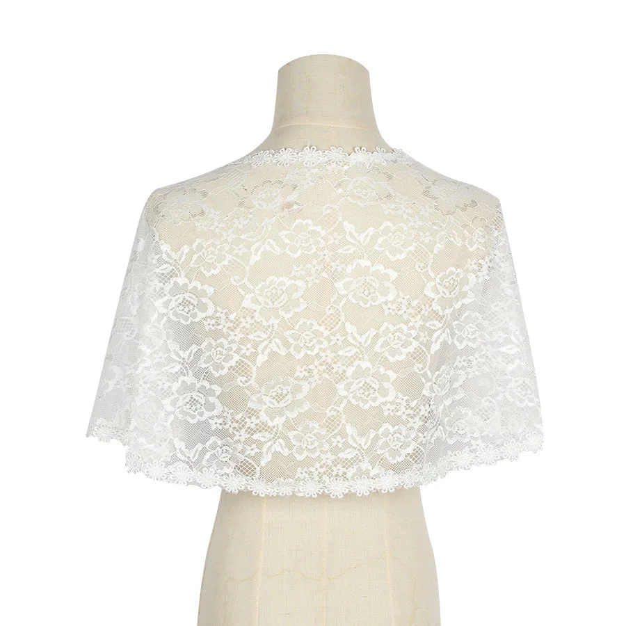 Scialle da sposa in tulle di pizzo da donna tinta unita morbido trasparente da sposa mantello da sposa scialle cosplay accessori da sposa