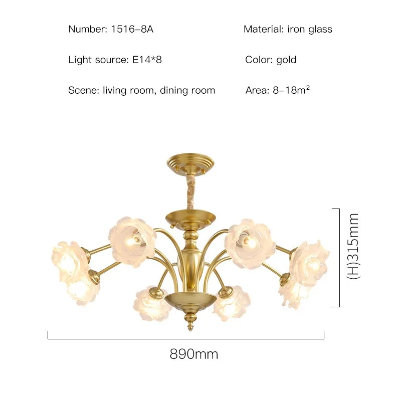 Candelabro de cristal posmoderno para sala de estar, dormitorio, comedor, luz colgante de techo americana de lujo, accesorios de iluminación para el hogar E27