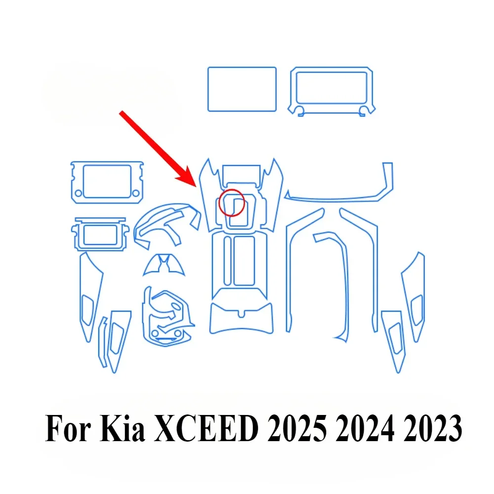 For Kia XCEED 2025 2024 2023 Interior Trim Sticker Film Transparent TPU Gear Panel GPS Navigation Center Console PPF Protection