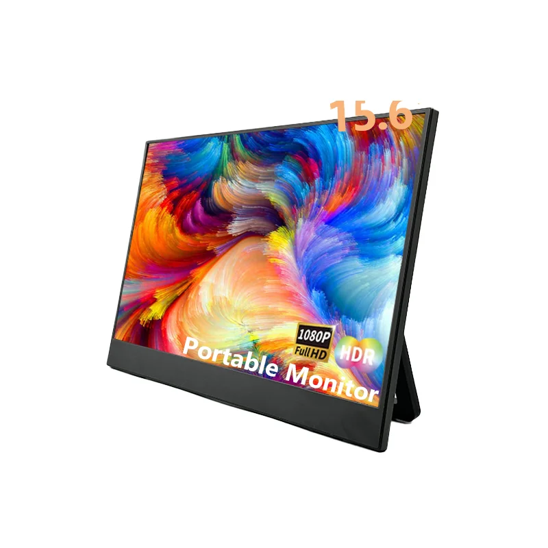 15.6 Inch Portable LED FHD Gaming Monitor with HD HDR Speakers Dual USB-C Plug Play Mobile Application 1920x1080 Resolution