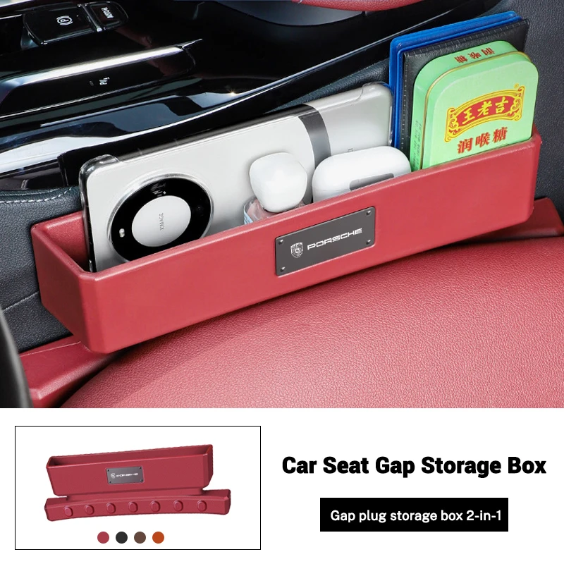 

Car Side Seat Gap Plug Filler Box Seat Organizer Storage For Porsche Cayenne Panamera Macan 911 718 Taycan Boxster Cayman Pajun