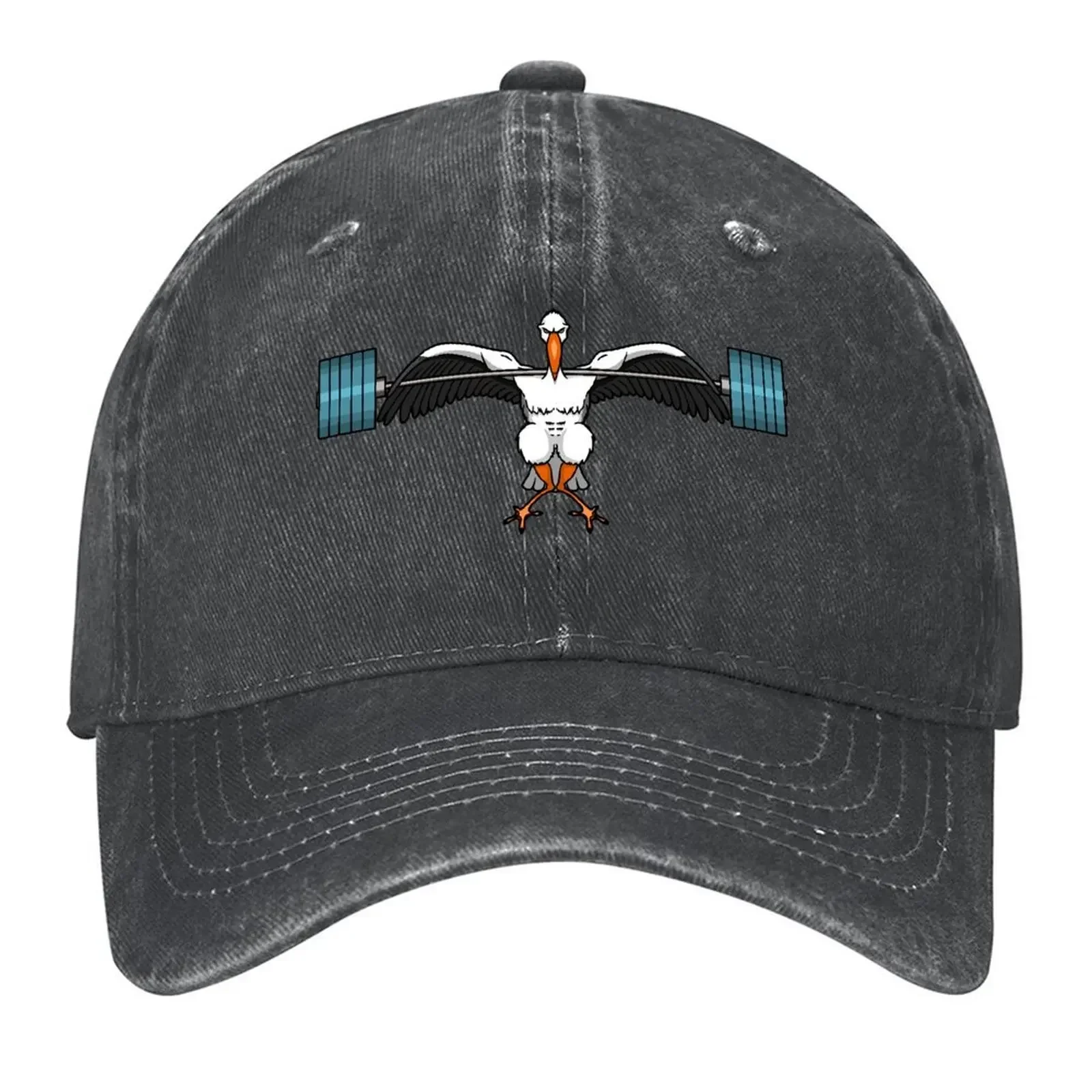 New Super-strong Stork Doing Squats. Baseball Cap Fun Hats Hat Men Snapback Cap Beach Outing Designer Man Women's