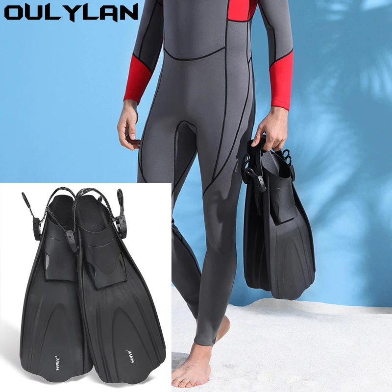 

Oulylan Adult Adjustable Diving Flippers Scuba Diving Fins Swimming Shoes Silicone Long Submersible Snorkeling Foot Monofin