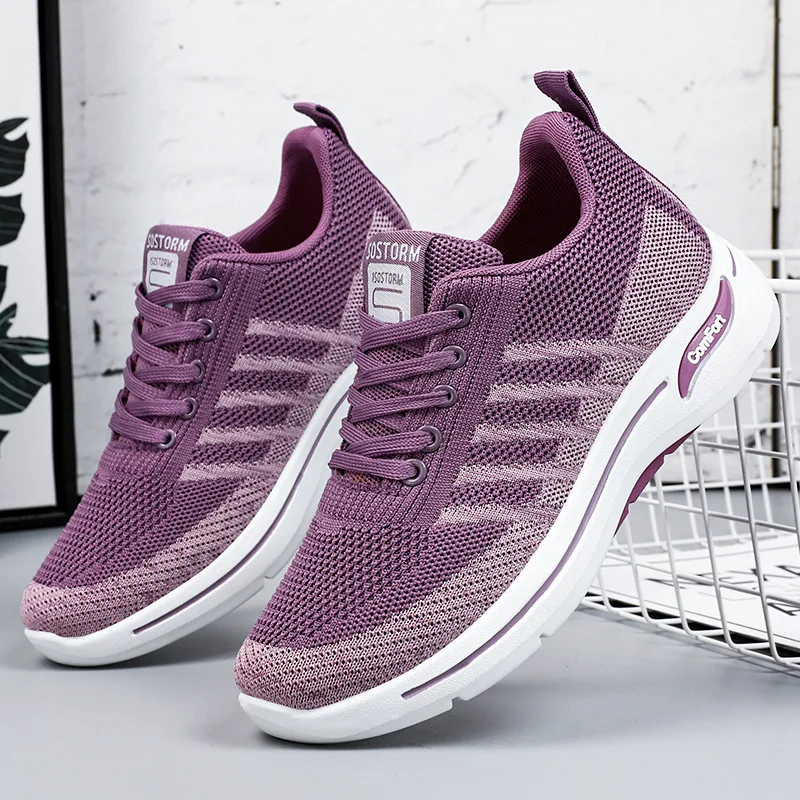 Fashion Mesh Breathable Women Casual Sneakers Lace-up Vulcanized Shoes Ladies Platform Running Shoes Female Shoes Zapatos Mujer