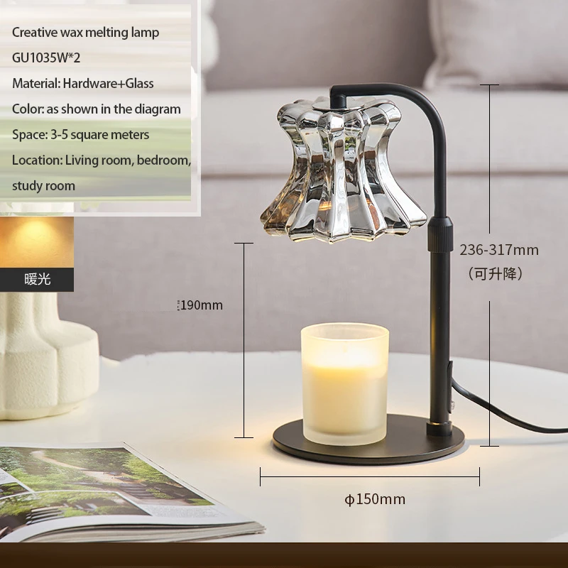 Lampe d'aromathérapie avec minuterie réglable, lampe de fusion d'avertissement, bougie de fusion de parfum, lampe chaude pour chambre à coucher