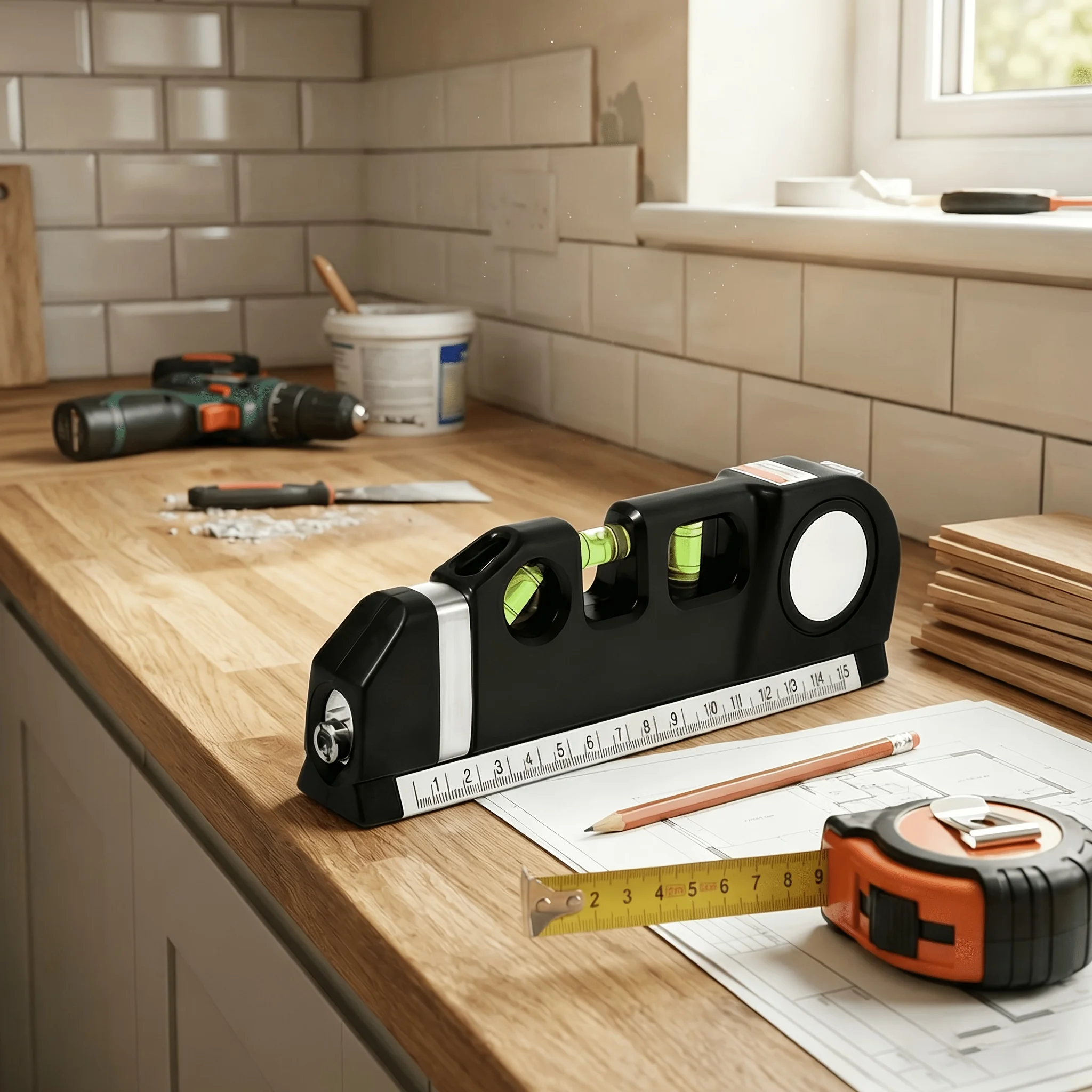 

Laser Level, Multipurpose Line Tool and Tripod Standard Cross Line Laser Leveler for Picture Hanging, Cabinets, Tile Walls