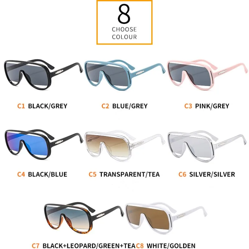 Gafas de sol Retro de una pieza para hombre y mujer, lentes de gran tamaño, marca de lujo, gradiente, UV400