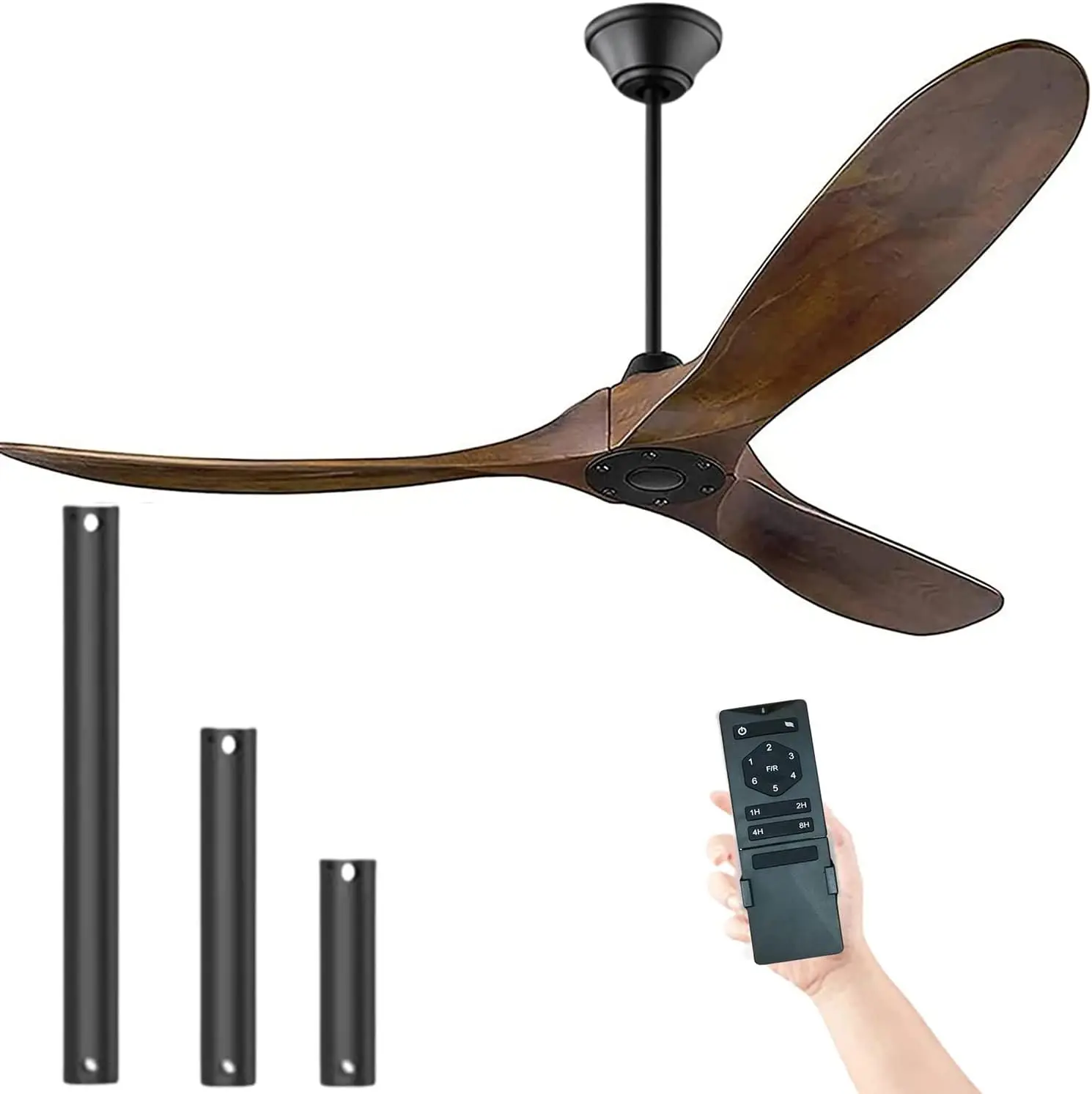 Outdoor Ceiling Fan for Patio, Wood Propeller Ceiling Fan Damp