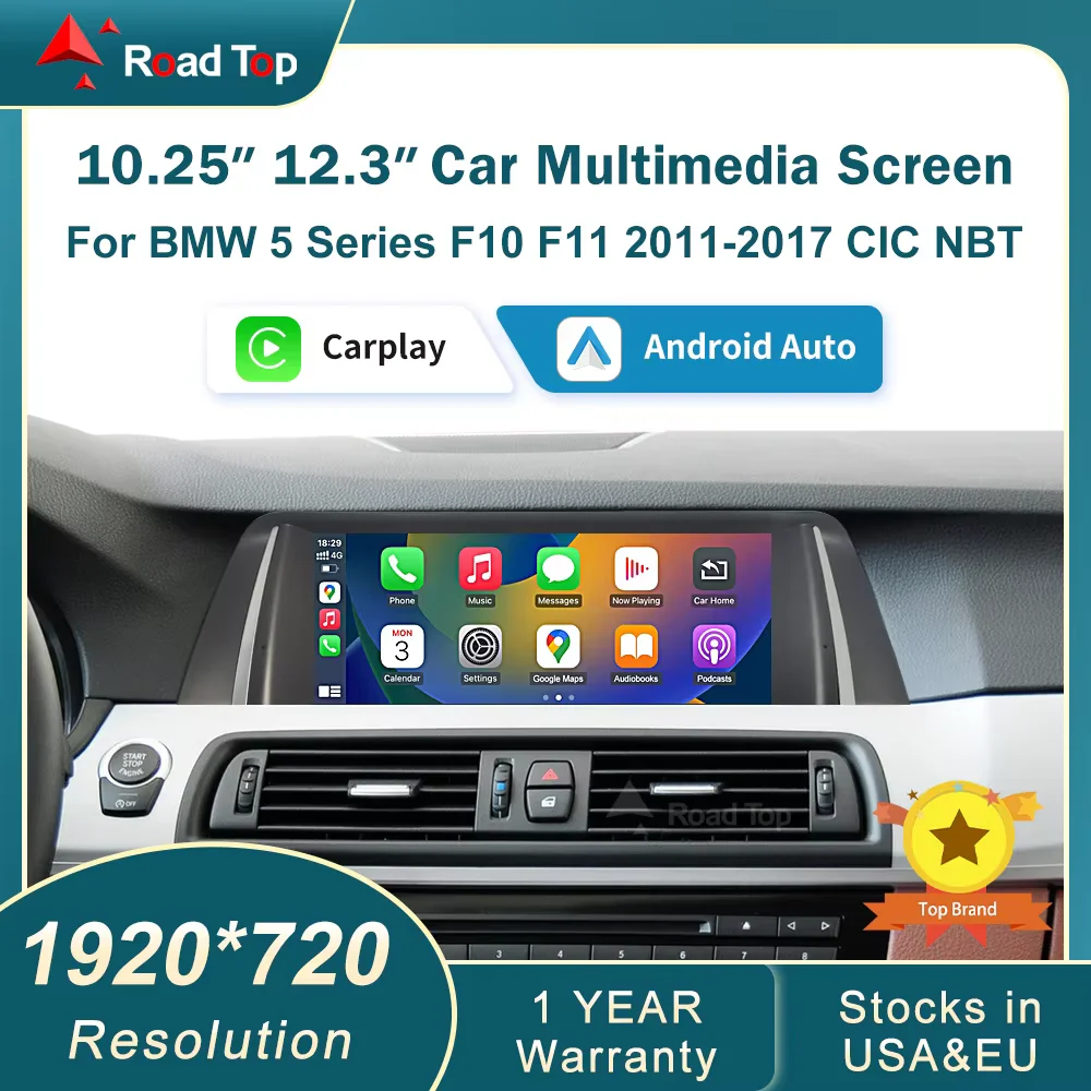 RoadTop 12.3 inch For BMW 5 Series 2011-2017 F10 F11  Linux HD Screen, Car Stereo Touchscreen, Support Wireless CarPlay, Android Auto, Mirrorlink, Retains OEM