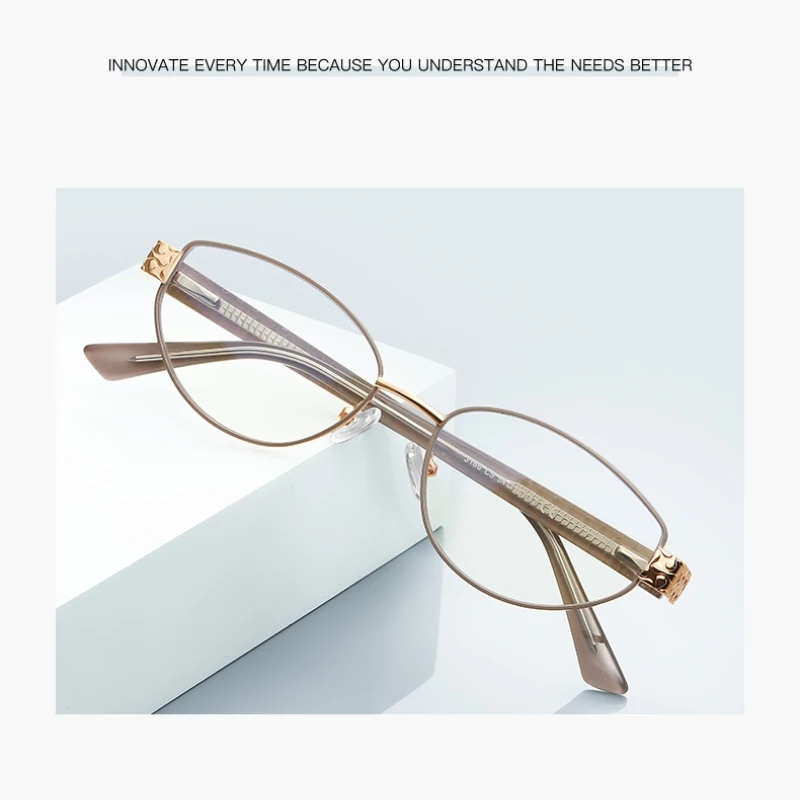 VICKY Ladie oval small frame glasses with special temple Blue Light Blocking Reading Glasses Customizable Prescription PFD3166
