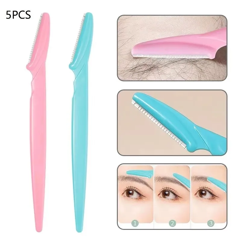 5pcs Stainless Steel Eyebrow Trimmer Sharp Scratcher Eyebrow Scraper Eyebrow Trimmer Makeup And Eyebrow Repair Tool