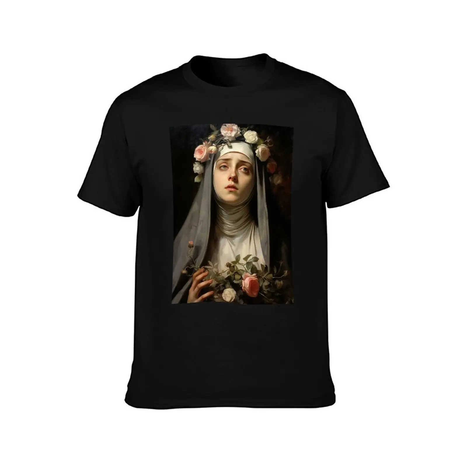 Saint Rose of Lima T-Shirt Summer Casual Cotton Tee Oversized Streetwear Tops Vintage Graphic Print Loose Fit Short Sleeve