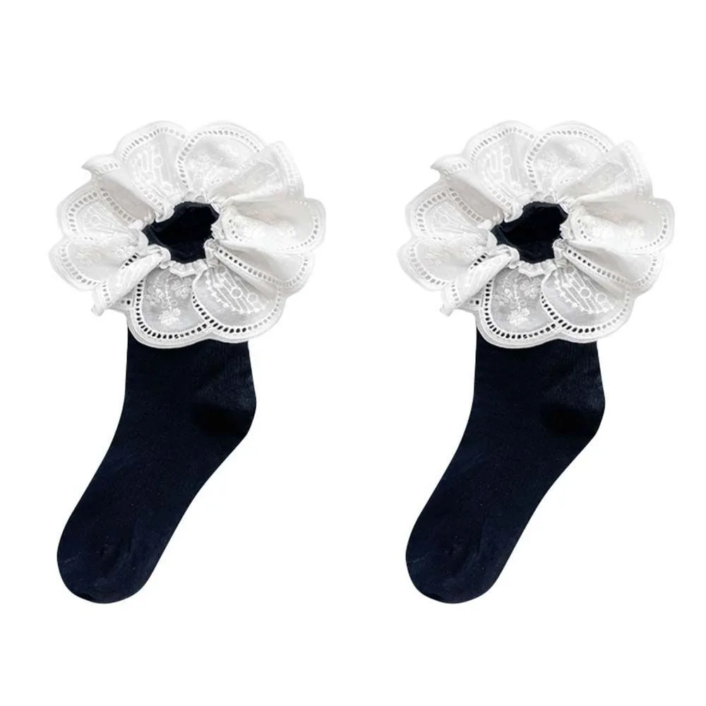 

Простые балетные носки с рюшами, белые хлопковые носки JK с вышивкой, кружевные жаккардовые короткие женские носки