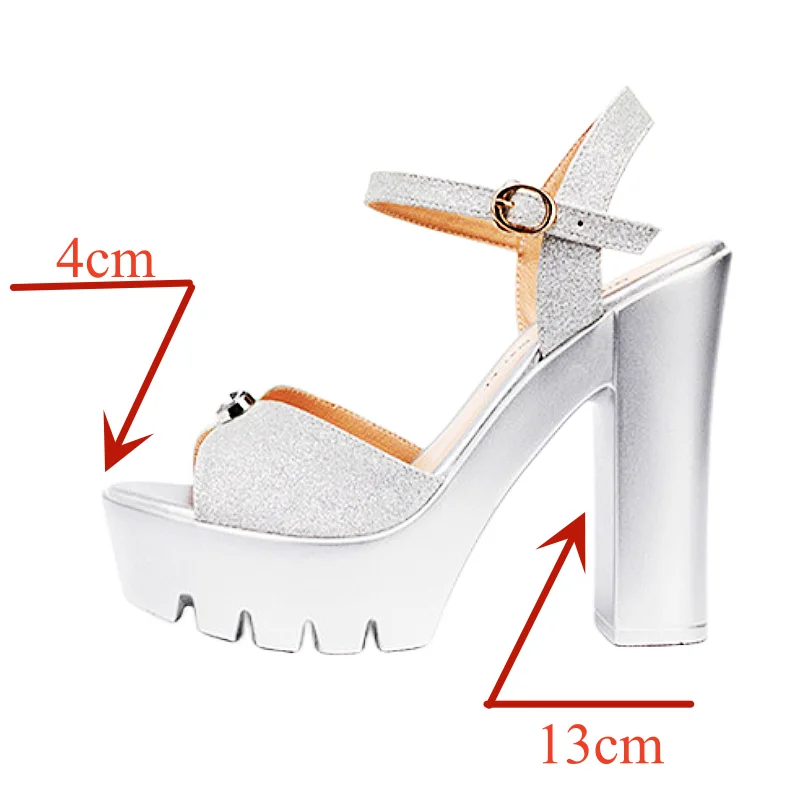 10cm 13cm Small Plus Size 32-43 Elegant Block High Heels Sandals Summer 2023 Womens Thick Bottom Platform Shoes for Model Party