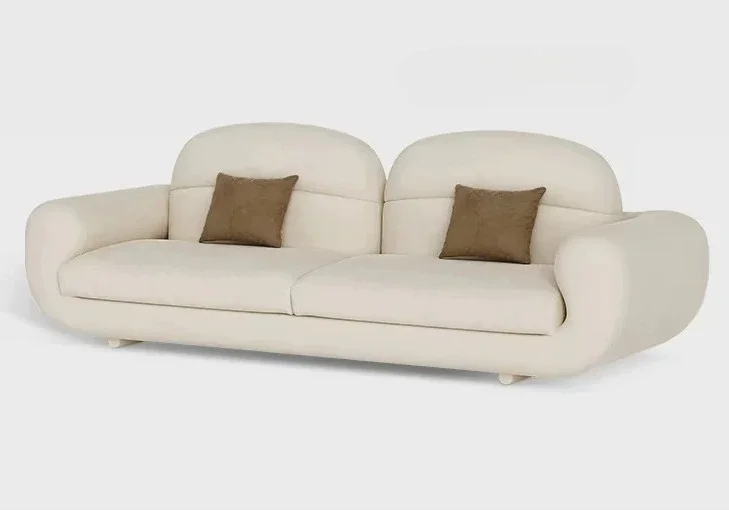 

N Cream Style Small Apartment Reading Area Three-Seat Straight Row Sofa Italian Minimalist Bedroom Leisure Sofa