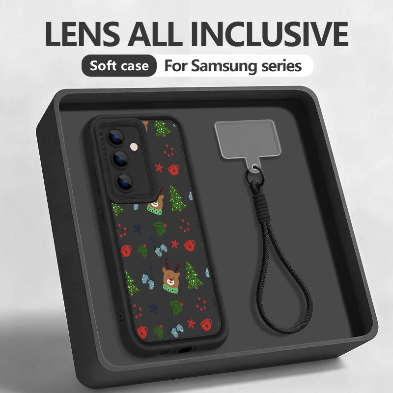 الكرتون الأيائل شجرة عيد الميلاد الحبل الحال بالنسبة لسامسونج S25 حافة S24 الترا S23 S22 S21 FE A17 A54 A15 A35 A55 A16 A36 A56 5G كابا