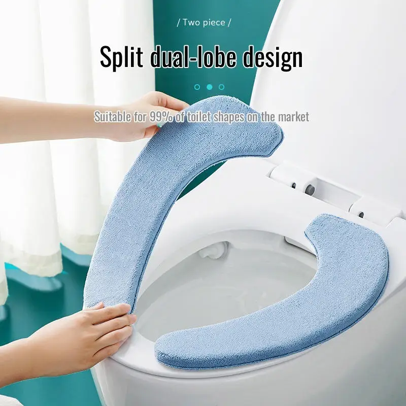 

2Pc/set Universal Toilet Seat Cover Soft WC Paste Toilet Sticky Seat Pad Washable Bathroom Warmer Seat Lid Cover Pad Cushion
