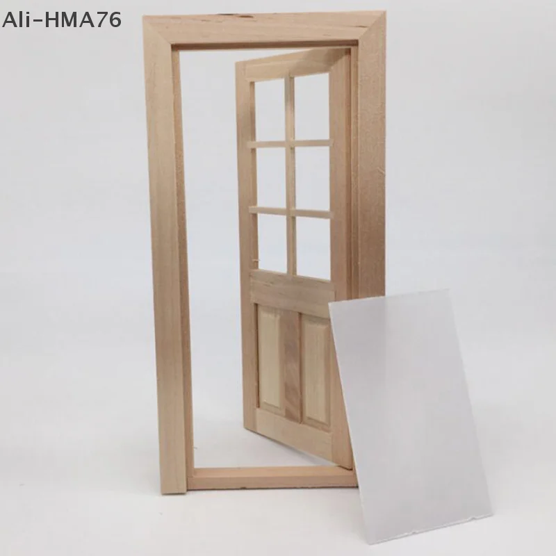 HMA76-1/12 Dollhouse Miniature Wood Door Unpainted DIY Accessories Model Toys