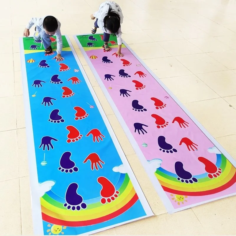 Kids Hand And Feet Game Jumping Carpet Mat Children Jump Lattice Pad Kindergarten Team Game Indoor Outdoor Training Toy