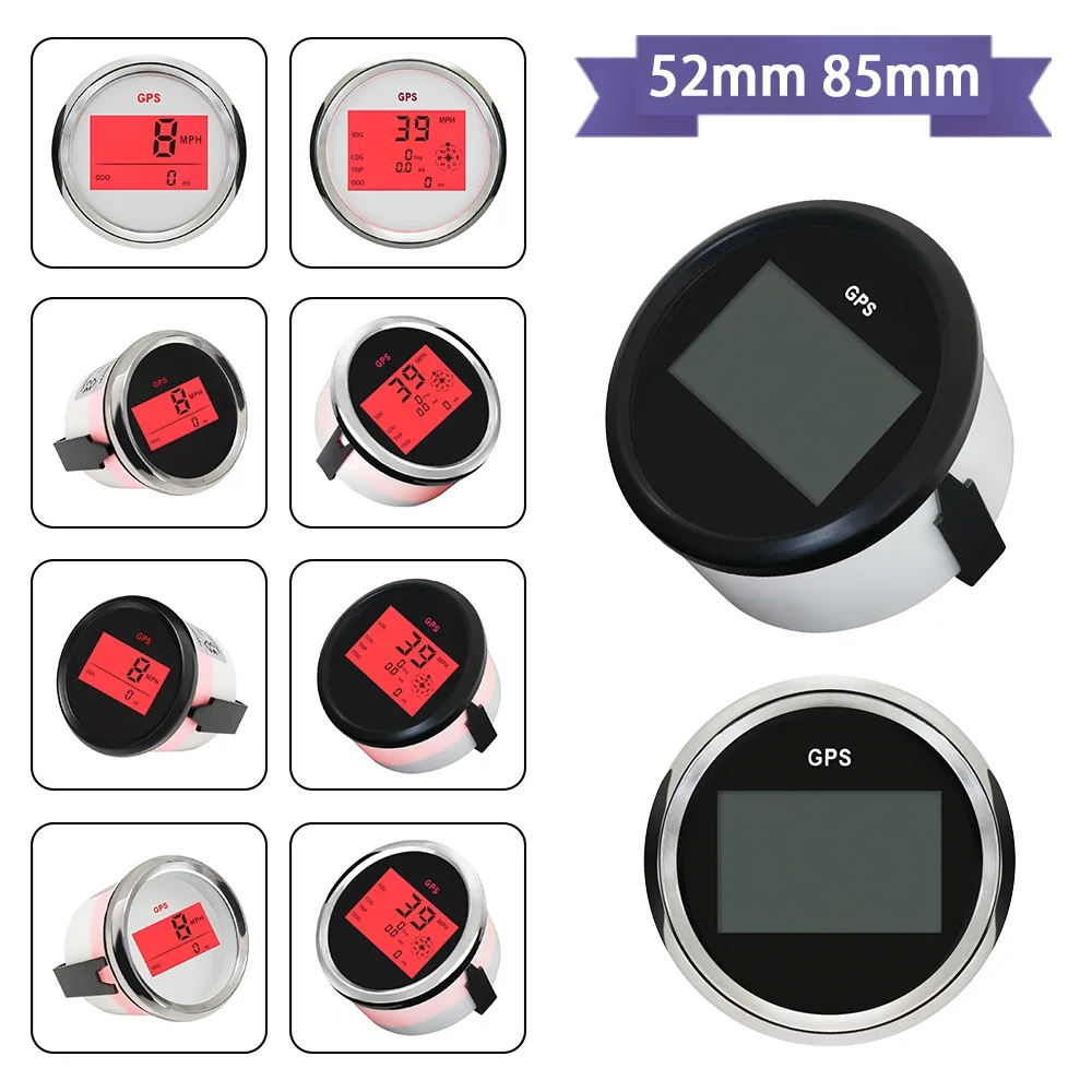 Universal Car 52mm 85mm Digital GPS Speedometer Odometer 0-999knots km/h MPH With Backlight Yacht Vessel Motorcycle 12V 24V