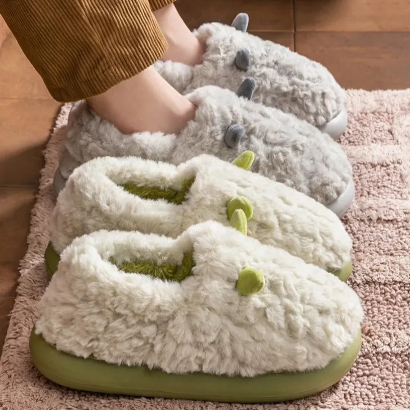 Winter Warm Fuzzy Slipper Women Rabbit Fur Contton Plush Non Slip Grip Indoor Lazy Female Home House Floor Shoe Flat Furry