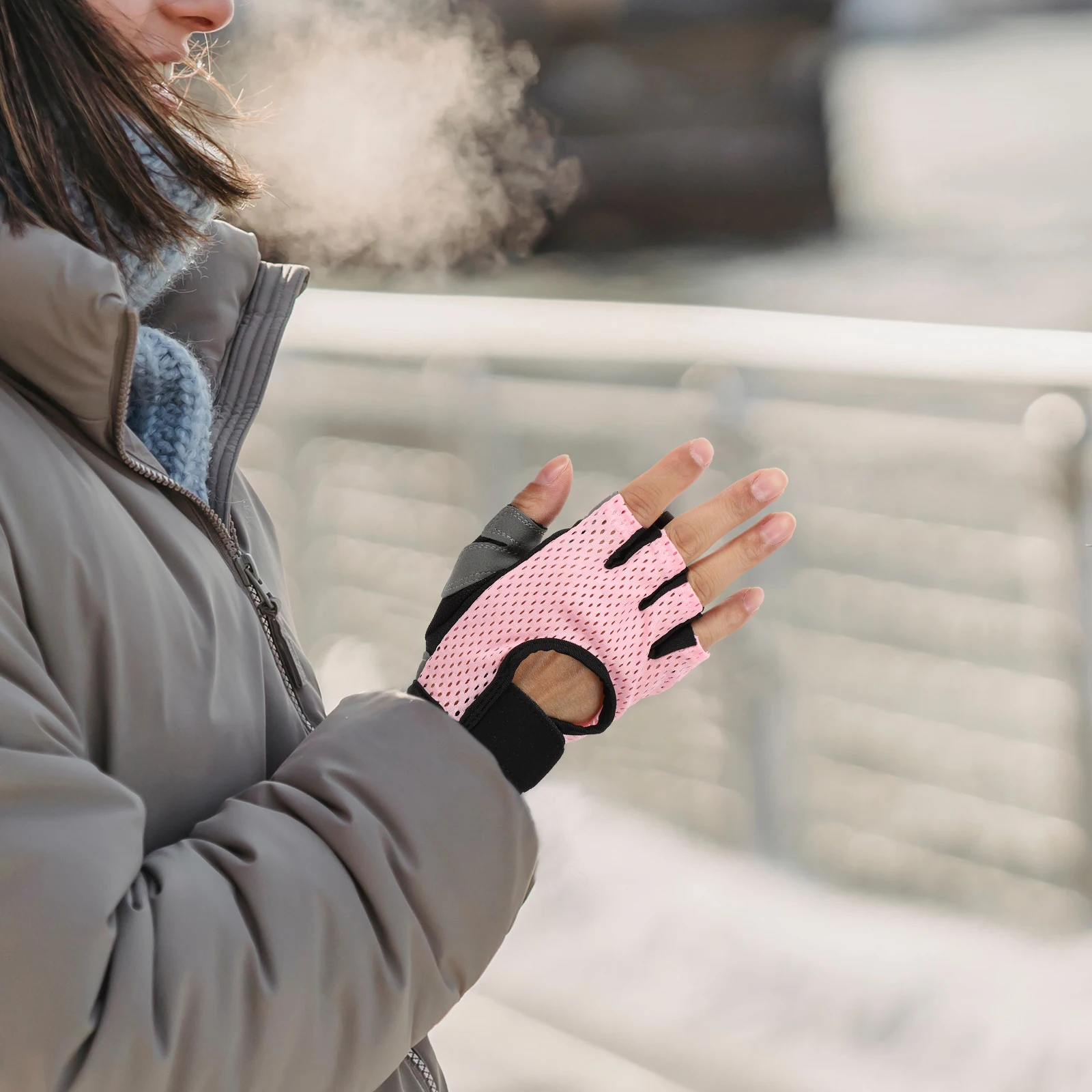 

Half Finger Cycling Gloves Breathable Shockproof Pink Nylon Mittens for Biking Sports Outdoor Riding Anti skid Gloves Durable