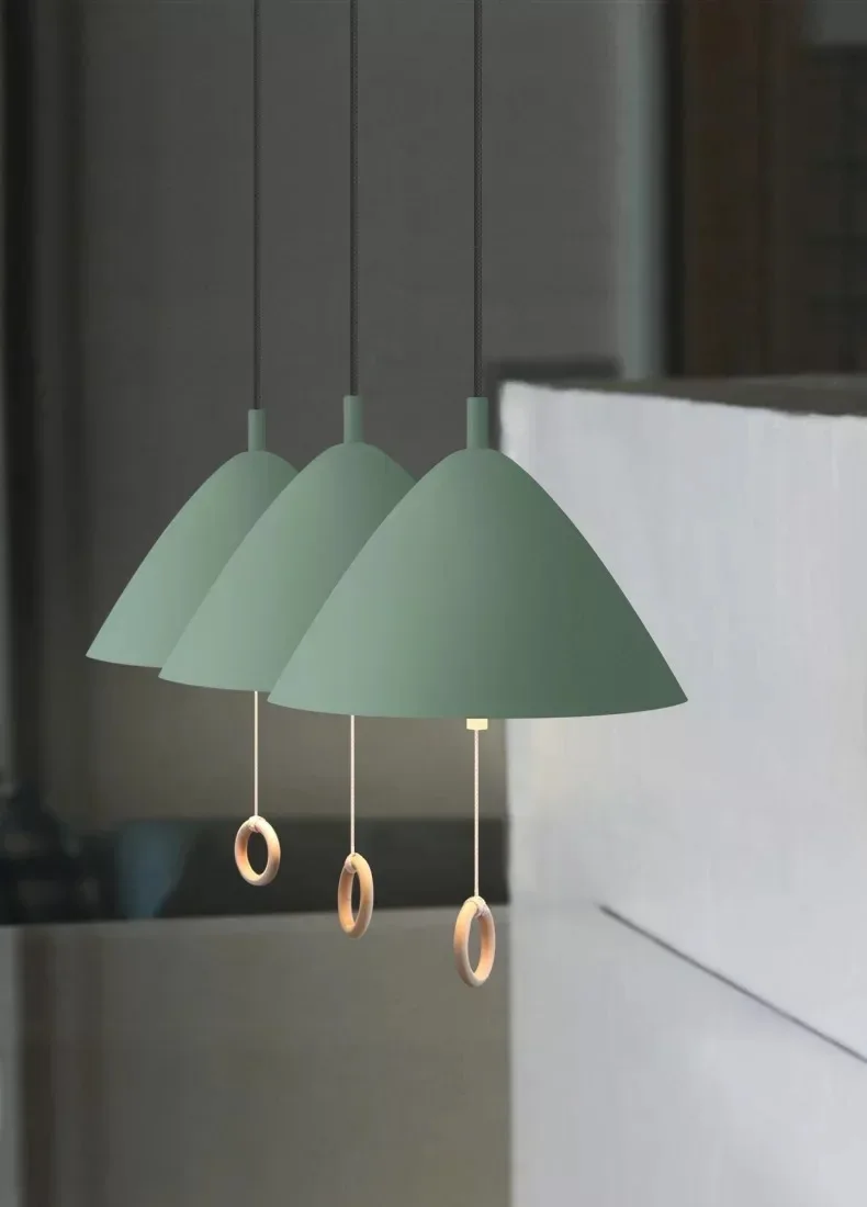 Nordic creative restaurant hot pot shop office chandelier study children's room personality makaron pull switch Chandelier