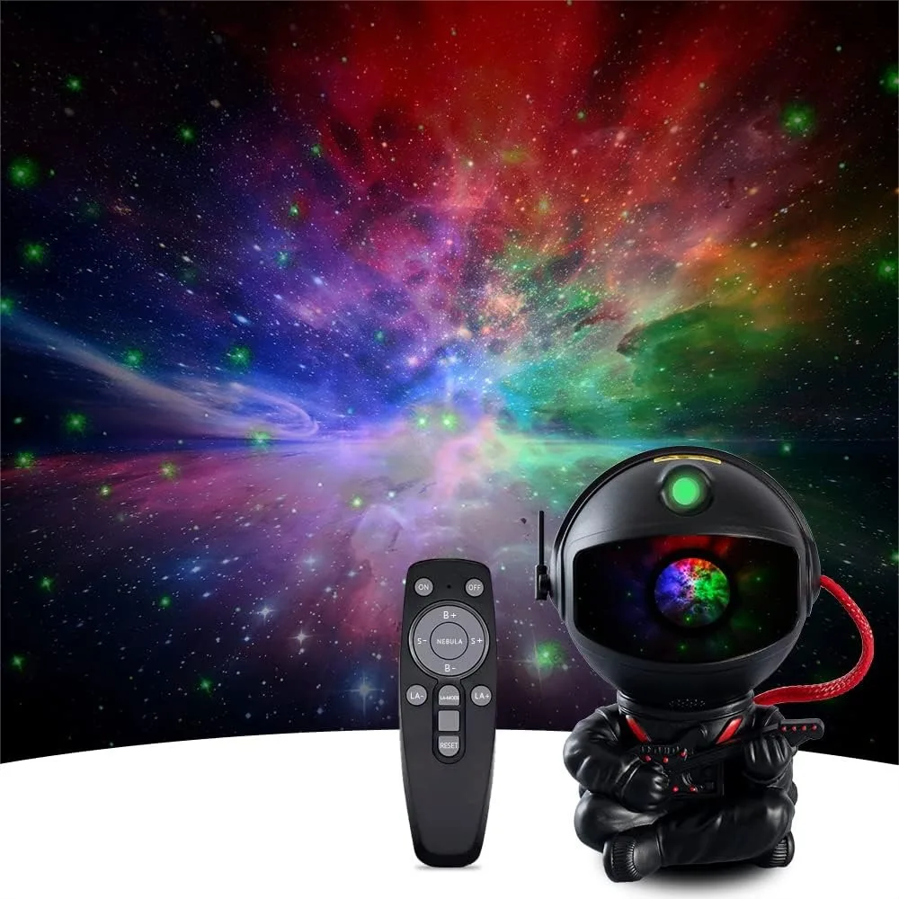 

Проектор-ночник Galaxy для спальни и игровой комнаты, декоративное освещение звездного неба с изображением космонавта и пультом дистанционного управления
