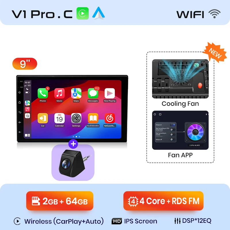 Junsun 7 9 10 "Android 2 Din Universele Autoradio Radio Multimedia Speler CarPlay Auto Intelligente Systemen GPS navigatie BT DSP