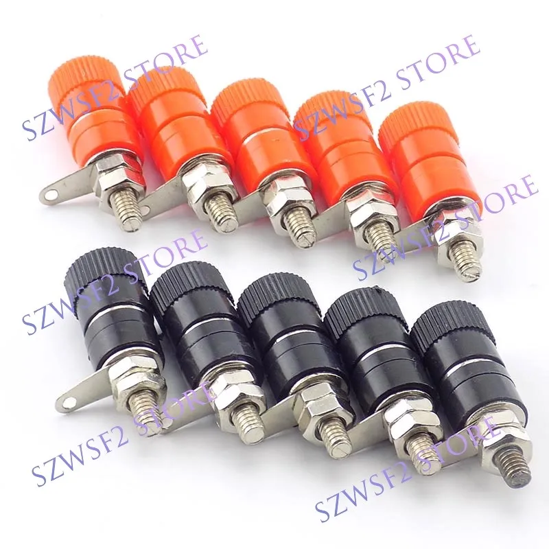 4 10pcs 4mm Banana Plugs Socket Connector Nickel Plated Binding Post Nut Banana Plug Jack Connector Red Black DIY Connectors E2